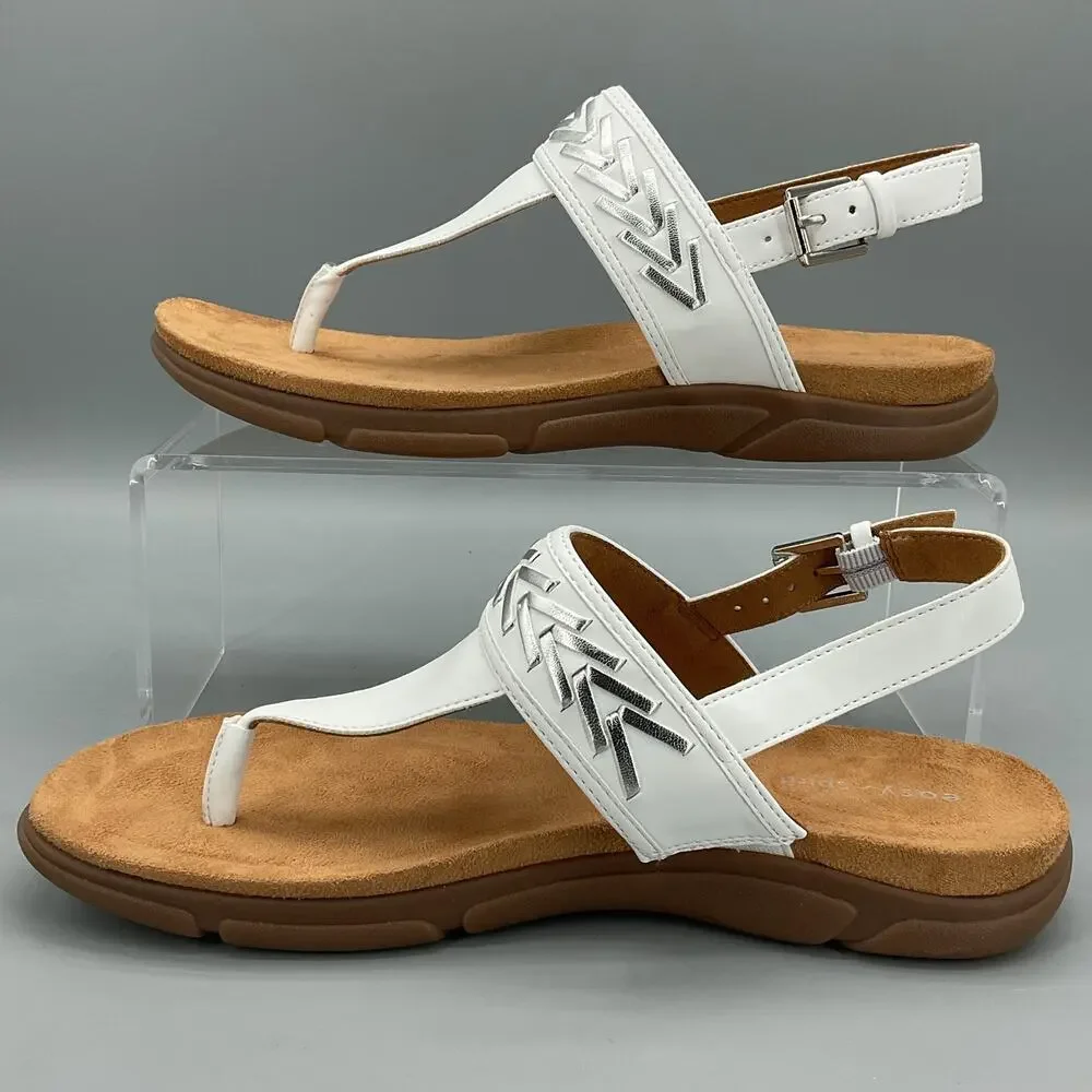 NEW Easy Spirit Women’s Monte Slingback Thong Sandals White Size 8.5M